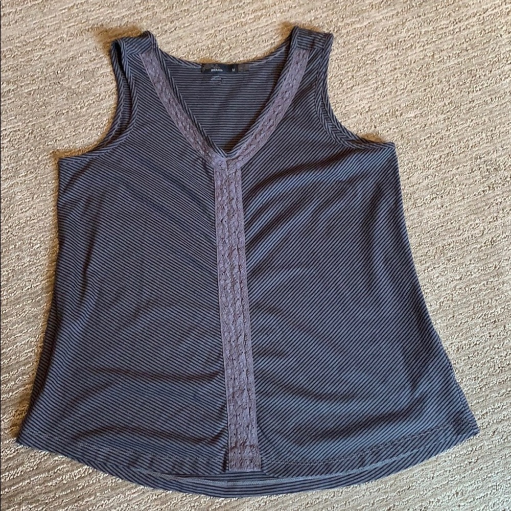 Prana black & grey striped tank top, size M
